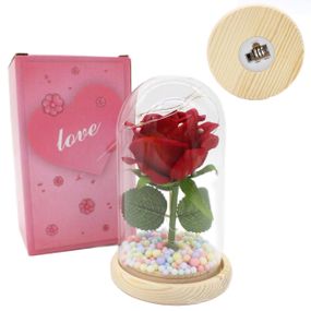 Троянда в колбі з LED підсвіткою 15,5см, в подарунковій коробці / Вічна троянда / Декоративна троянда нічник