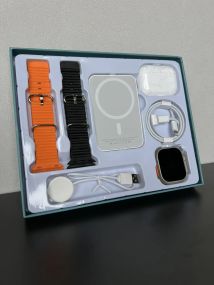 Набір 5 в 1 годинник + навушники + бездротовий павербанк + кабель для бездротової зарядки телефону + зарядний пристрій