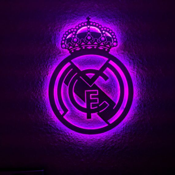 Панно декоративне картина на стіну емблема Реал LED 16 кольорів пульт 600х435 acr-p000048 | Зображення 3