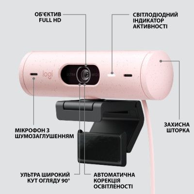Веб-камера Logitech Brio 500 Rose (960-001421) | Зображення 7