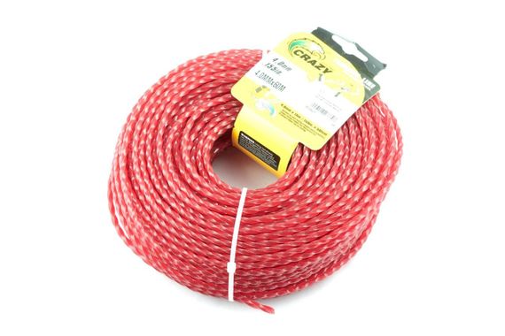 Леска мотокосы   Ø4,0mm, 60 метров   (косичка, красная)