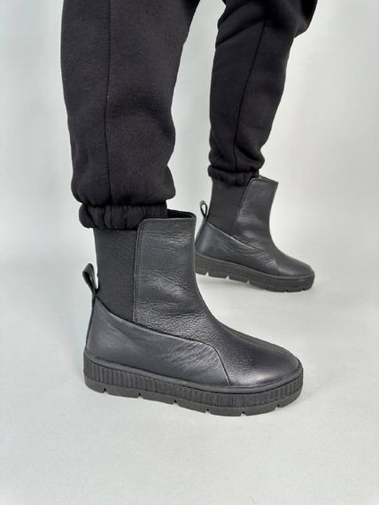 Ботинки женские кожаные черные зимние