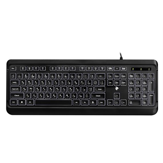 Клавіатура 2E KS120 White backlight USB Black (2E-KS120UB)
