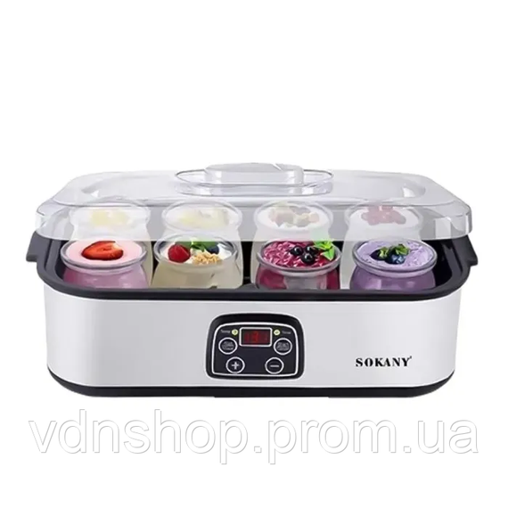 Йогуртница электрическая на 8 баночек по 175 (мл) аппарат для приготовления йогурта 25 Вт йогуртница с таймером для дома SK2303SS | Зображення 5