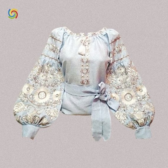 Рубашка Украинская вышиванка 234409 цвет голубой размер XL/XXL