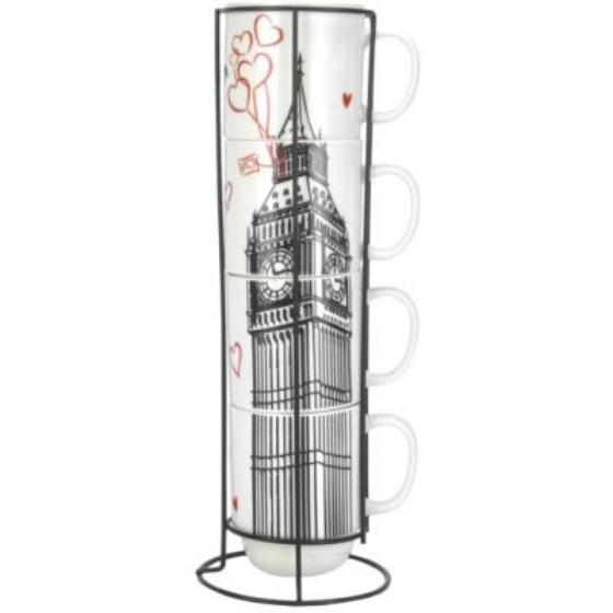 Набор чашек London 4пр 420мл на металлической стойке B1163-09359-2 LIMITED EDITION