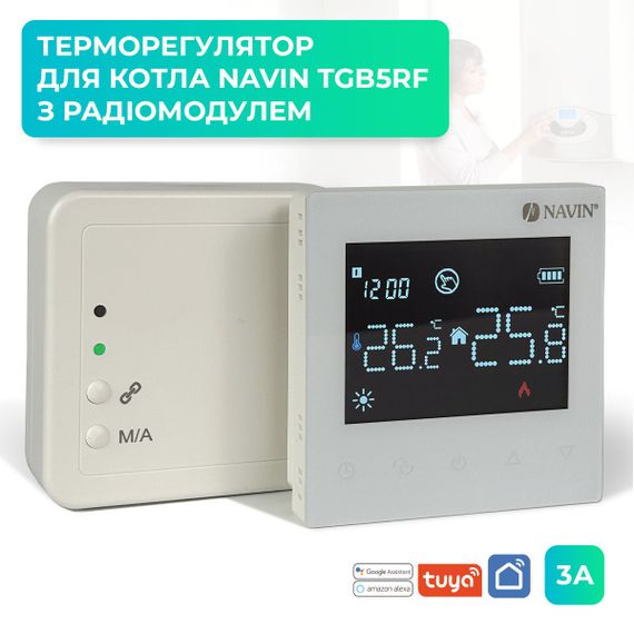 Терморегулятор для котла NAVIN TGB5RF-3A з Wi-Fi, програмований, білий | Зображення 1