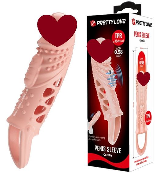 Подовжуюча насадка з вібростимуляцією (на 2,5 см) PRETTY LOVE - PENIS SLEEVE Cecelia, BI-026242 Sex Aura