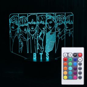 Акриловий світильник-нічник з пультом 16 кольорів гурт BTS 2 tty-n000462