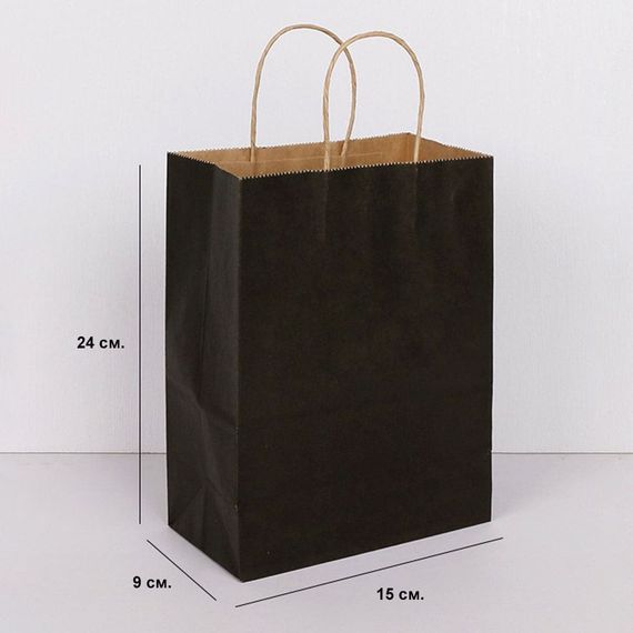 Паперовий крафт-пакет Babydoll 28х19х12 см. Чорний KP | Зображення 3