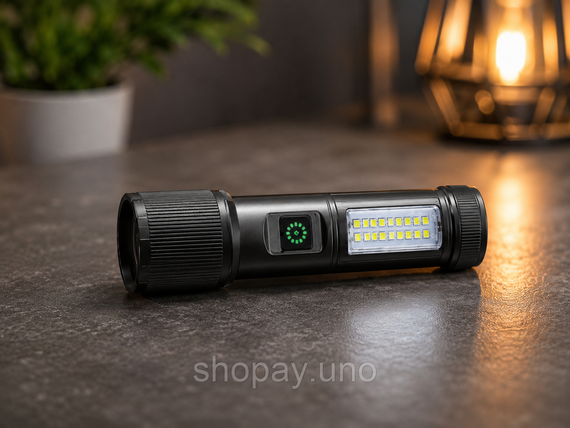 Акумуляторний ручний ліхтарик UKC Luminous S100 / Ручний акумуляторний ліхтарик / Ліхтар-світильник з бічними діодами