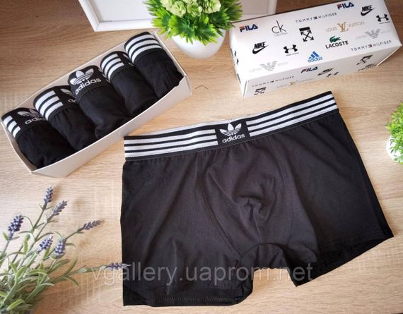Чоловічі боксери Adidas, чоловічі труси Адідас, Бавовняні труси преміум'якості Adidas L, Чорний
