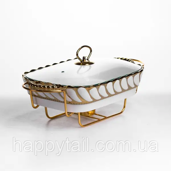 Мармітниця порцелянова Tiffany 1.5 л на металевій підставці з підігрівом 34х26х7 см SG-428-13 | Зображення 1