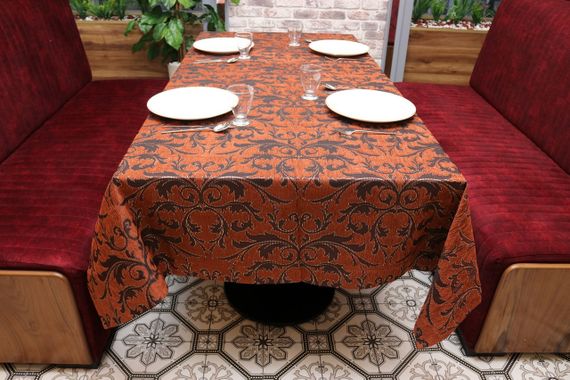 Скатерть шенилловая Kayra Verona 160×285 см Кораловый | Зображення 1