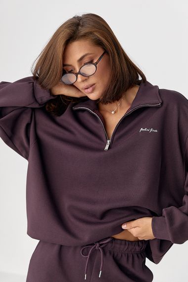 Однотонний спортивний костюм із написом - баклажан цвет, ONE SIZE (є розміри) | Зображення 2