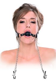 Кляп та затискачі для грудей Fetish Fantasy Series Deluxe Ball Gag and Nipple Чорний One Size