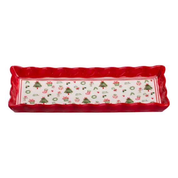 Сервірувальне новорічне блюдо для закусок Merry Christmas 36,5×13×3 (см) з порцеляни CR-1-16 | Зображення 1