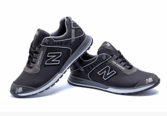 Чоловічі шкіряні демісезонні кросівки New Balance колір чорний, сірий | Зображення 4