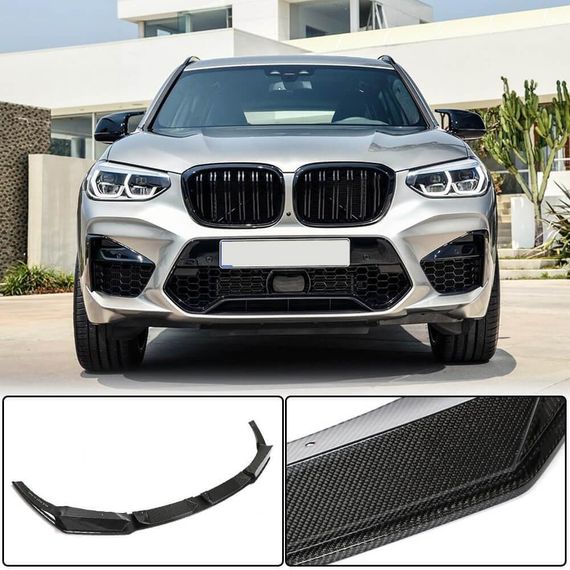 Накладка на передній бампер Lip V1 (для F97 2018-2021, Карбон) для BMW X3 G01 2018- рр
