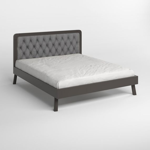 Двоспальне дерев&#039;яне ліжко Mebigrand Токіо Графітовий (RAL9011)/Аляска 93 (Сірий) 160х190 см (MBG-4900) | Зображення 1