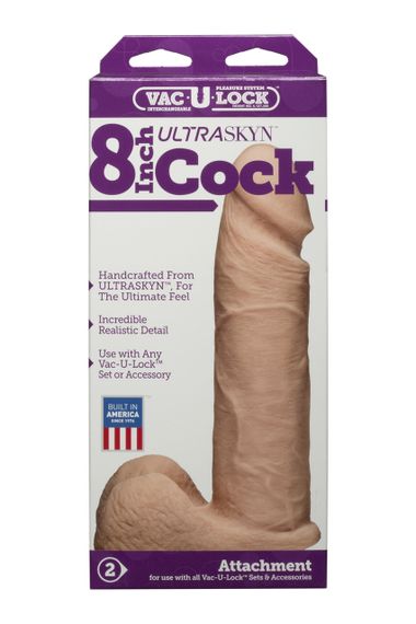 Фалоімітатор Doc Johnson Vac-U-Lock - 8 Inch Ultraskyn Cock White | Зображення 2