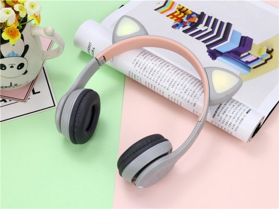 Дитячі бездротові Bluetooth навушники Cat Y47 з мікрофоном та котячими вушками, що світяться | Зображення 3
