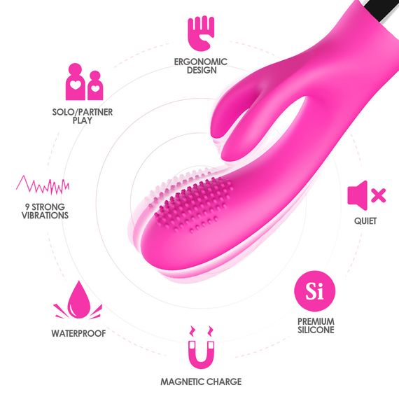 Вібратор з подвійною стимуляцїєю Rabbit pink Sex Aura | Зображення 2