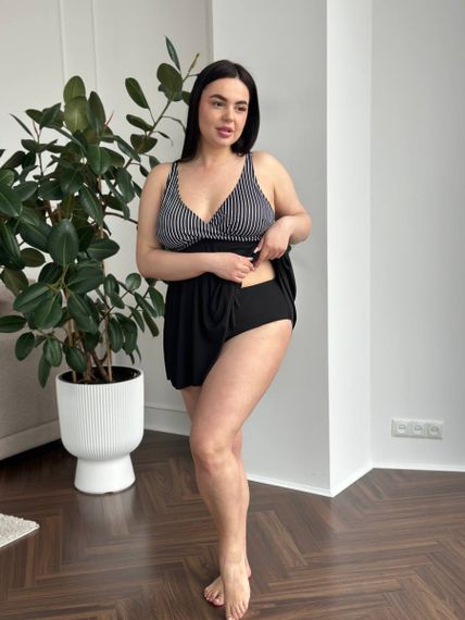 Стильний чорний купальник танкіні для дівчат PLUS SIZE | Зображення 1