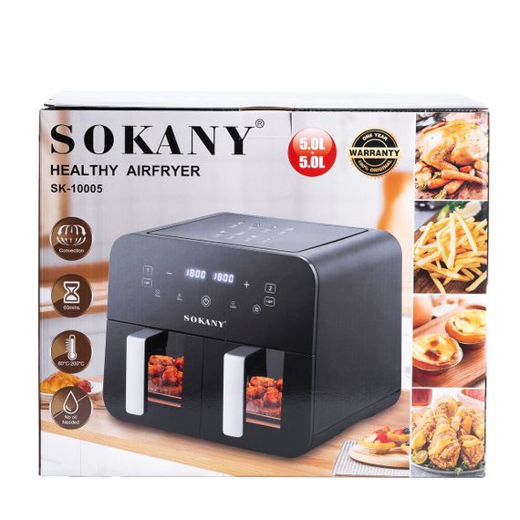 Аерофритюрниця SOKANY SK-10005 на 10 літрів, з двома відділеннями 2400 Вт чорна | Зображення 5