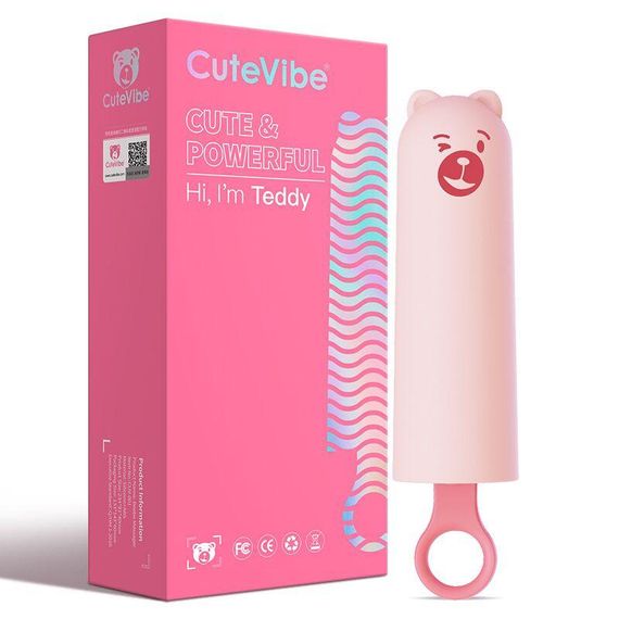 Вибратор CuteVibe Teddy Pink (Black Dildo), реалистичный вибратор под видом мороженого | Зображення 3