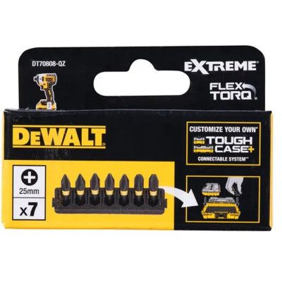 Набор бит DeWALT в касете для Tough Case, FlexTorq, L = 25 мм, Рh1 - 2 шт, Рh2 - 3 шт, Рh3 - 2шт (DT70808) | Зображення 1