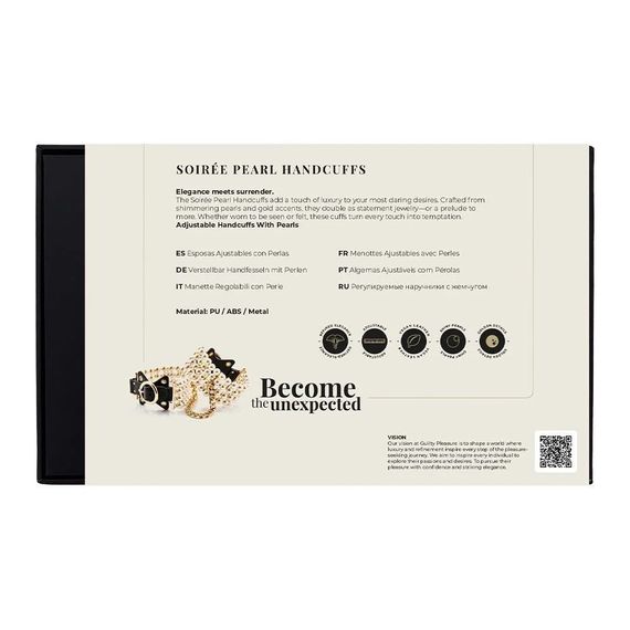 Наручники Guilty Pleasure Allure з перлами, чорно-золоті Sex Aura | Зображення 9