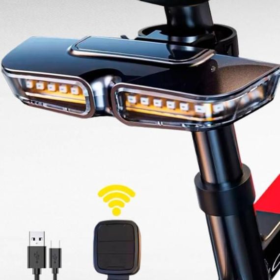 Велоліхтар із зазначенням поворотів (червоний + жовтий) + пульт керування XA-817 CR2032