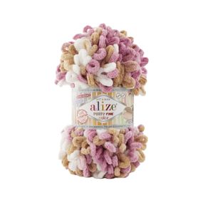 Пряжа Alize Puffy FINE Color 6402 фантазійна нитка плюшева