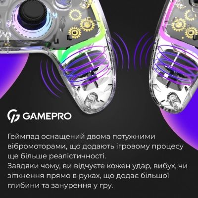 Геймпад GamePro GPS13T BT 5.3/USB/PC/iOS/Android/PS3/PS4 RGB Transparent (GPS13T) | Зображення 6