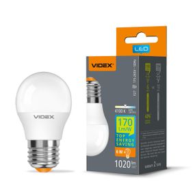 Світлодіодна лампа VIDEX G45h 6W E27 4100K
