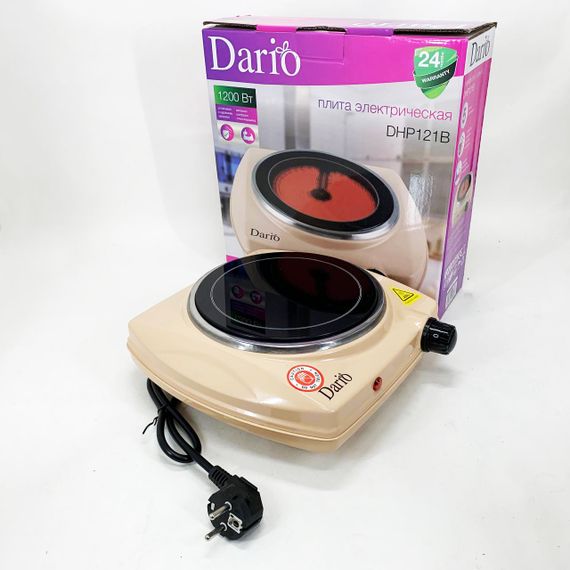 Маленькие электрические плиты DARIO DHP121B 1200 Вт, Кухонная плита электро для кухни GV-87 | Зображення 8