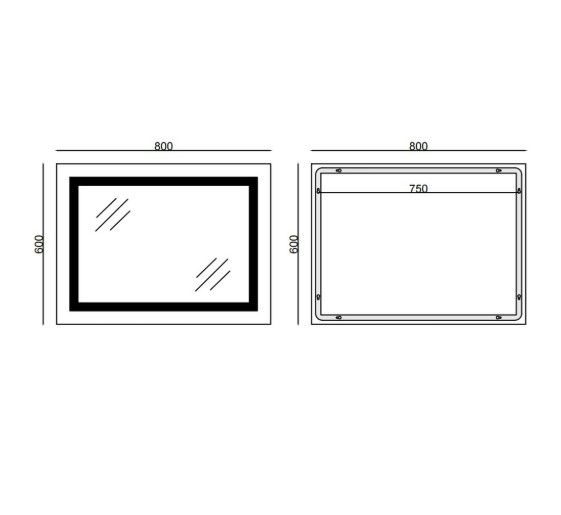 Дзеркало Mixxus WARM MR12-80x60-REVERSE з LED Touch, Anti-fog, димером, регулюванням яскравості (MI6672) | Зображення 1