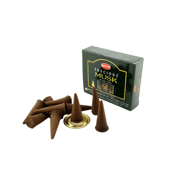 Ароматичні конуси Precious Musk  Коштовний Муск 10 шт. в уп. + підставка Hem 8901810480049