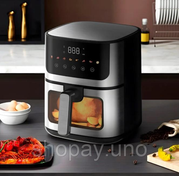 Аэрогриль Rainberg RB 2268 4200W аэрофритюрница безмасляная для приготовления без масла с регулировкой температуры 8 л | Зображення 2