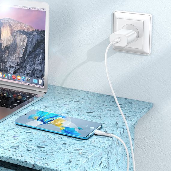 МЗП Hoco N22 Jetta PD25W (1USB-C) + кабель Type-C to Type-C Білий | Зображення 4