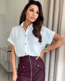 Женская летняя легкая блуза с короткими рукавами, ZE1397, цвет белый, размер 42/44