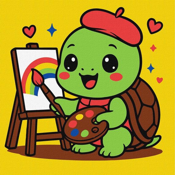 Картина по номерам "Черепашка художник" ©art_selena_ua KHO1296, 25х25 см