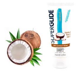 Їстівний лубрикант на водній основі HOT Superglide ароматний кокос, 75 мл Sex Aura