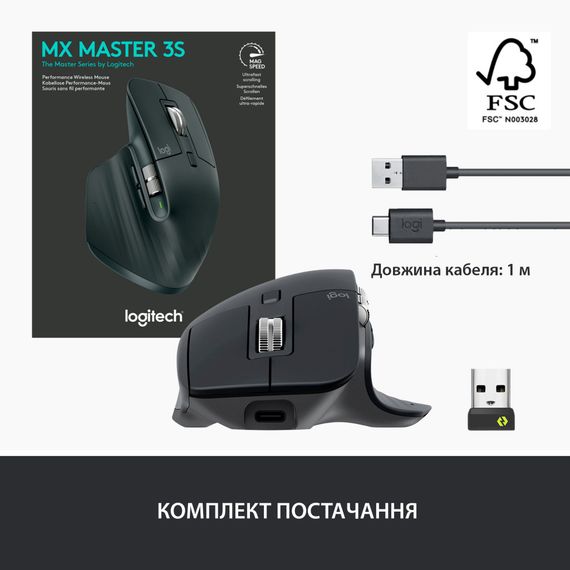 Мишка Logitech MX Master 3S Performance Wireless Mouse Bluetooth Graphite (910-006559) | Зображення 9