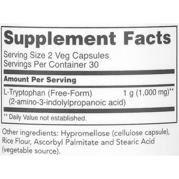 Тріптофан Protocol for Life Balance L-Tryptophan 500 mg 60 Veg Caps | Зображення 1