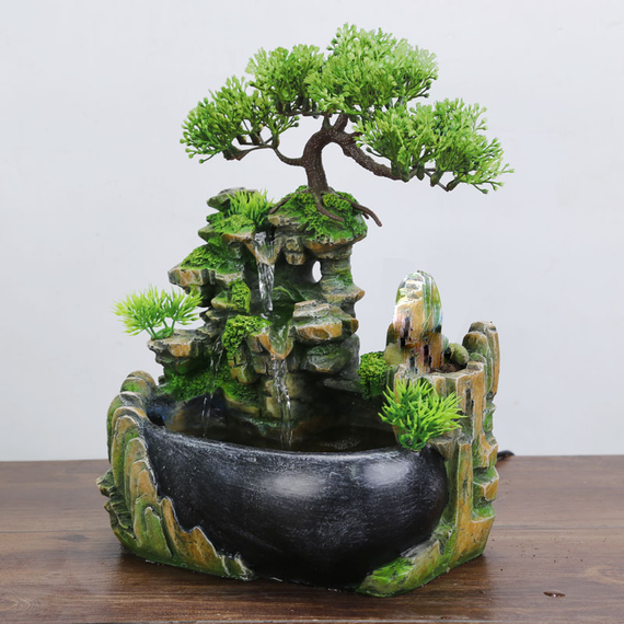 Настольный декоративный фонтан/водопад/увлажнитель воздуха Lucky Tree с подсветкой и генератором пара (атомайзер) (sv1113) | Зображення 8
