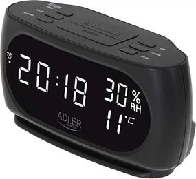 Годинник настільний Adler AD 1186 black 6.8х9.1х18 см чорний