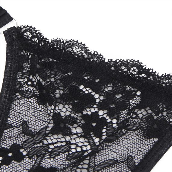 Стринги кружевные Star Night с декором стразами Love ,черные, S Sex Aura | Зображення 7