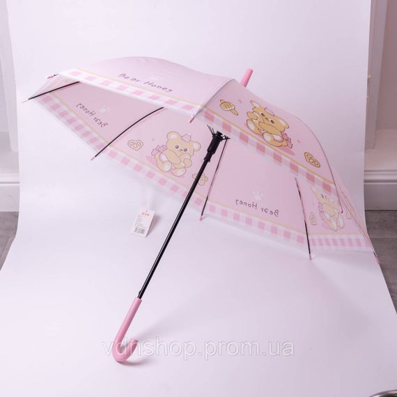 Класична дитяча парасолька-тростина напівавтомат з поліестеру міцна надійна 8 спиць діаметр 94 см Рожевий HP-23-11P | Зображення 5